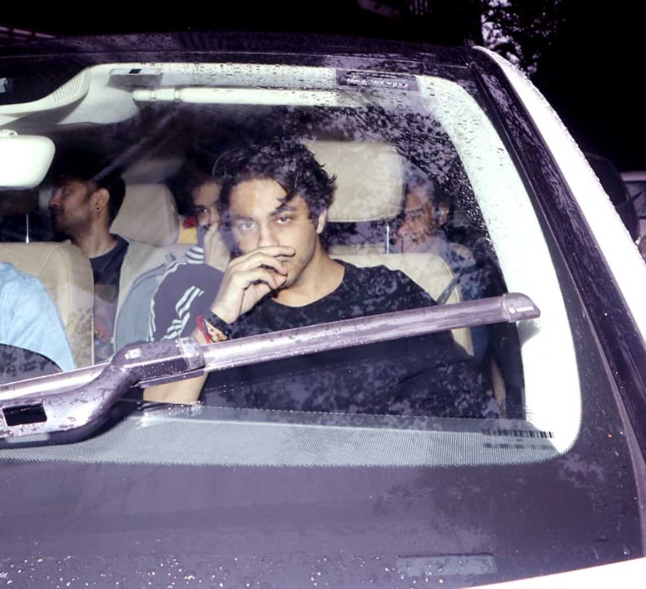 Aryan was spotted in his car while arriving for the screening